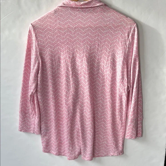 J. McLaughlin Brynn  Linen Blend Space Dye Pink Button-Up Top size L - Picture 5 of 6